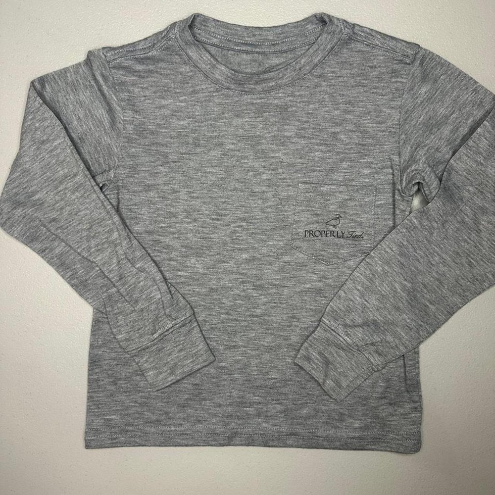 Properly Tied Kids Gray Long Sleeve Pocket Tee Shirt Toddler Boys Size 2T